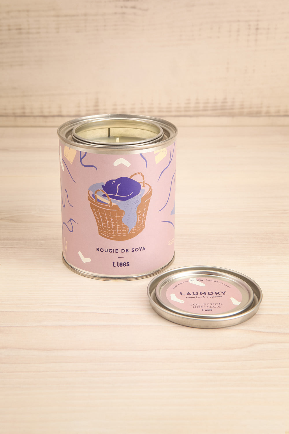 Laundry Metal Tin Soy Wax Candle | Maison garçonne open view