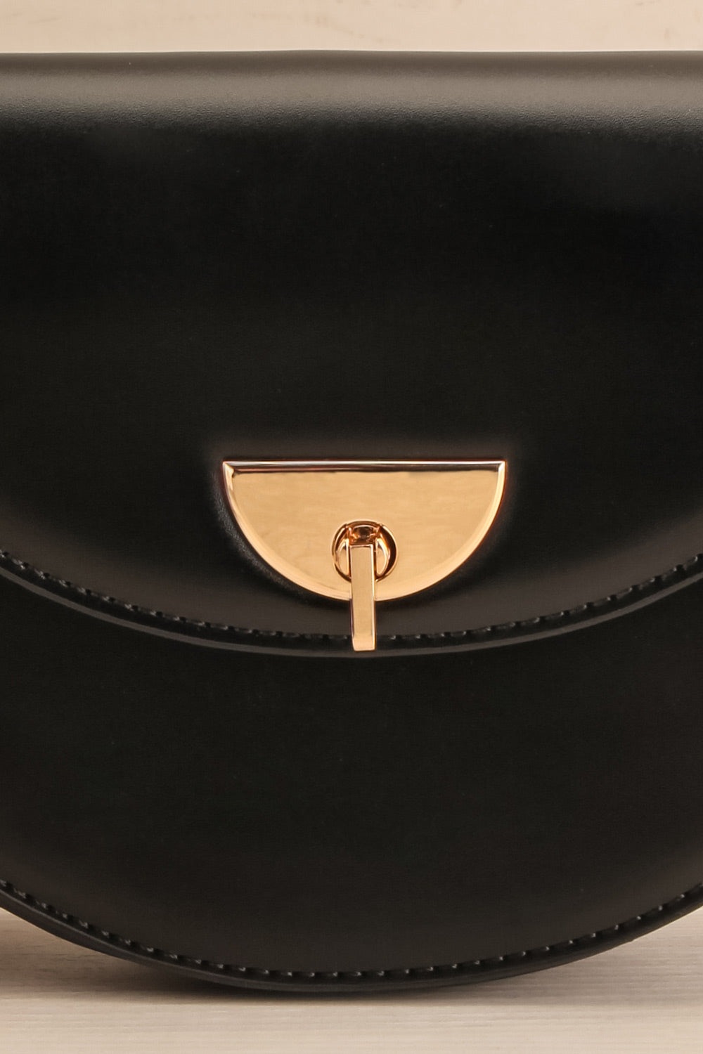 Braite Black Half-Moon Crossbody Bag | La petite garçonne front close-up