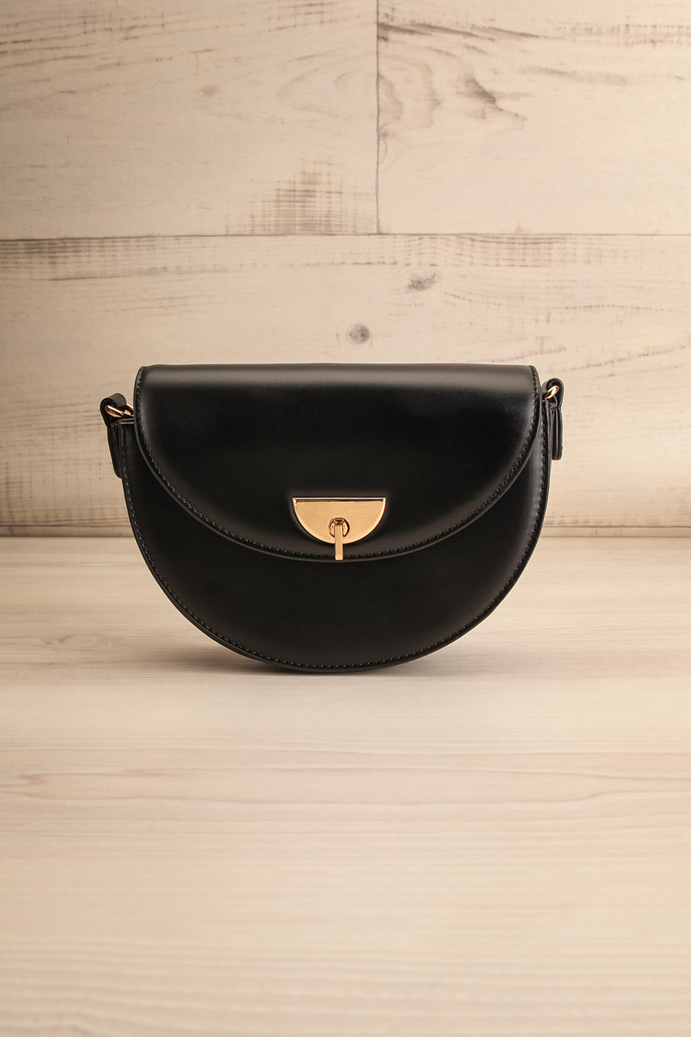Braite Black Half-Moon Crossbody Bag | La petite garçonne front view