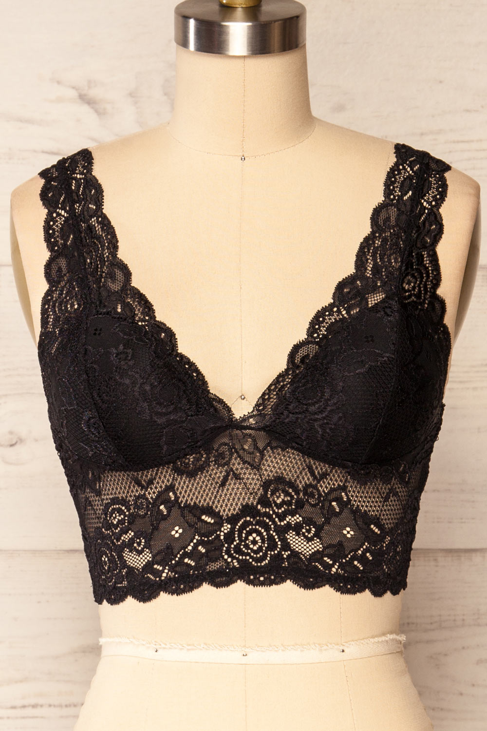 Braize Black Lace Bralette | La petite garçonne front close up