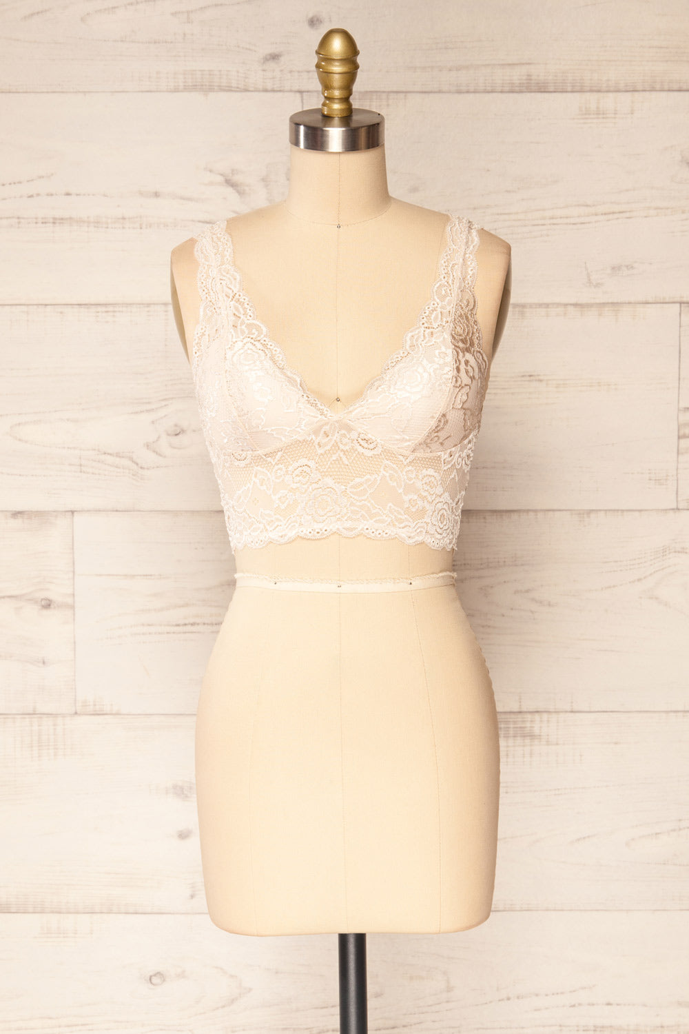 Braize Ivory Lace Bralette | La petite garçonne front view