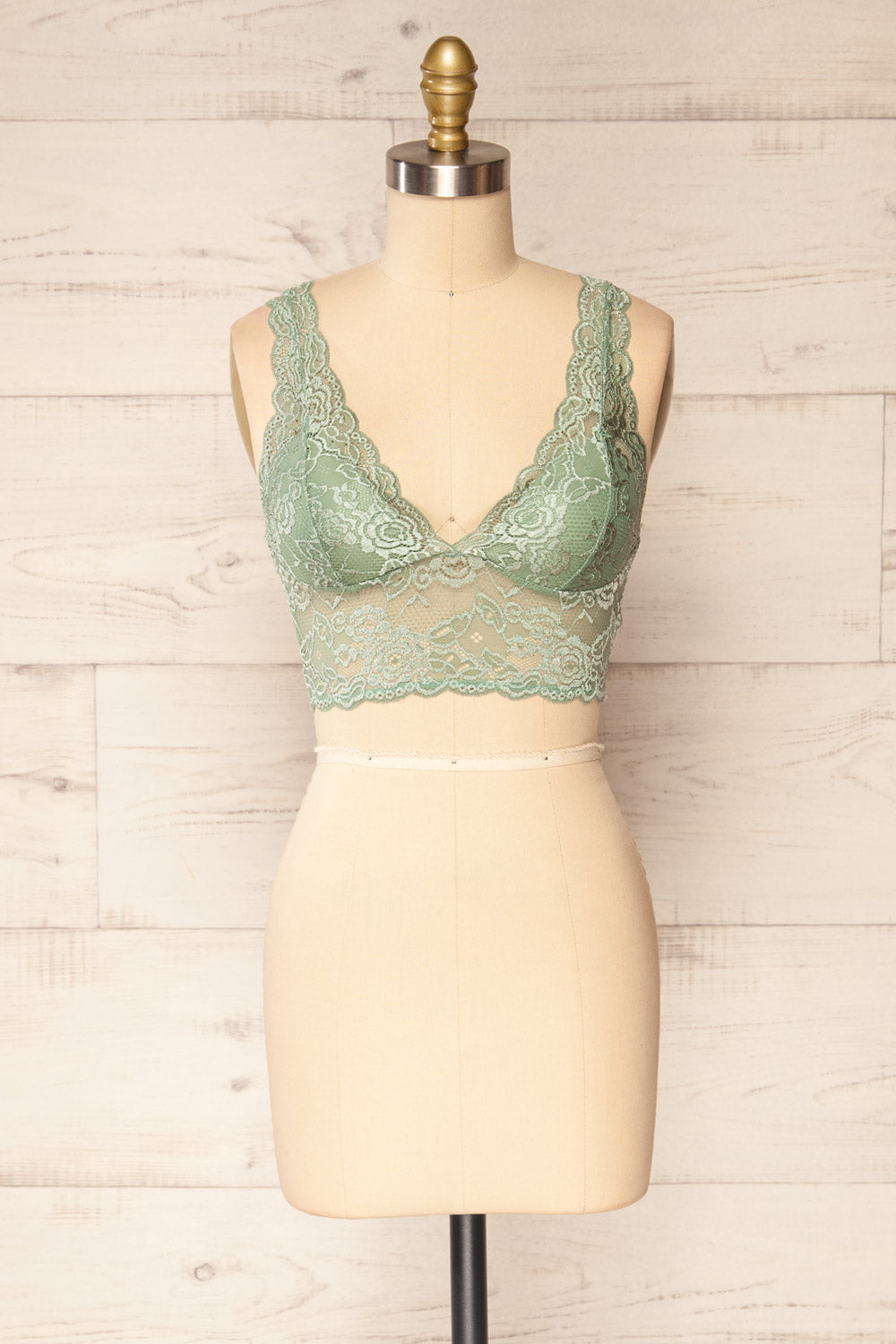 Braize Sage Lace Bralette | La petite garçonne front view