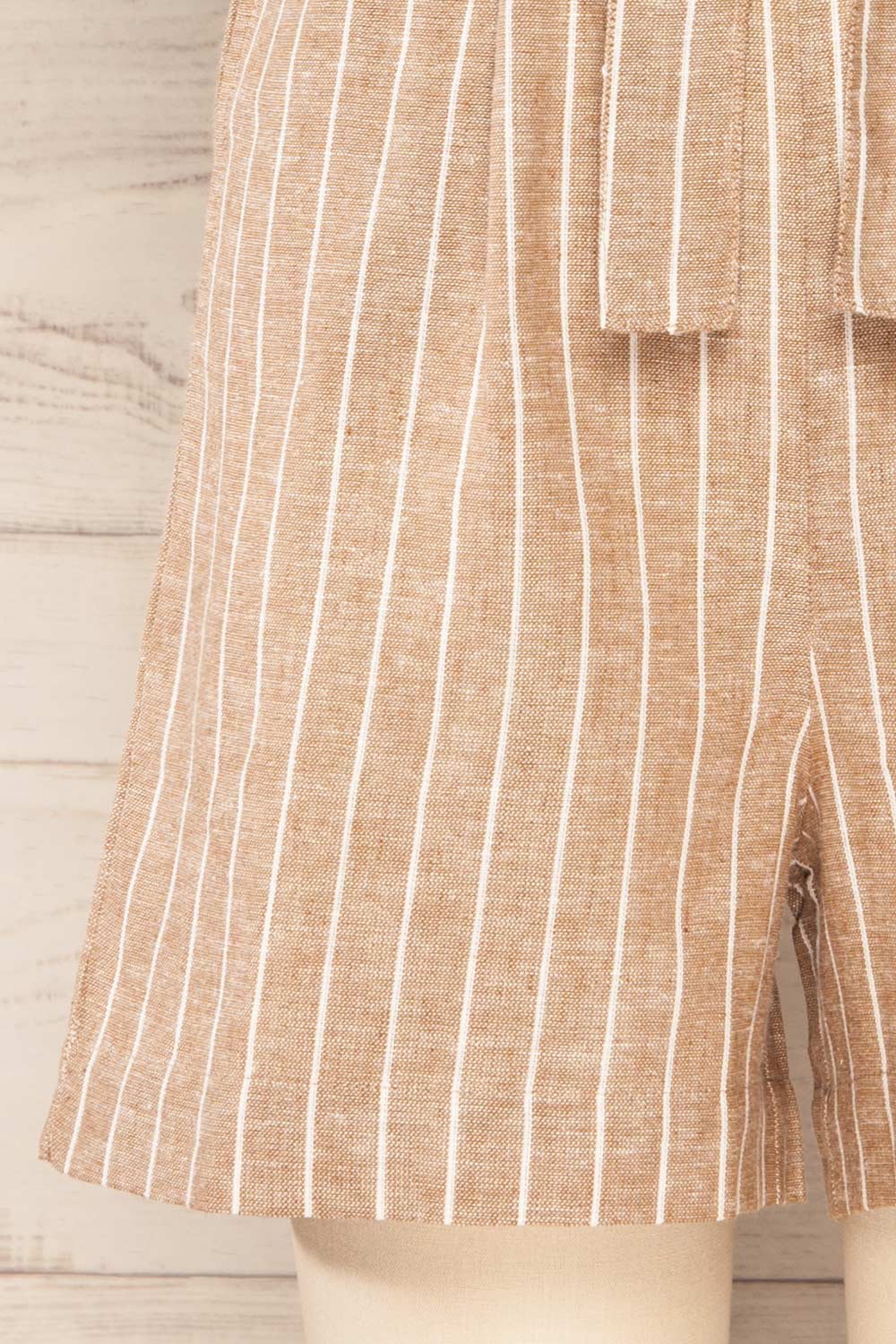 Bray Taupe Striped Romper with Belt | La petite garçonne bottom