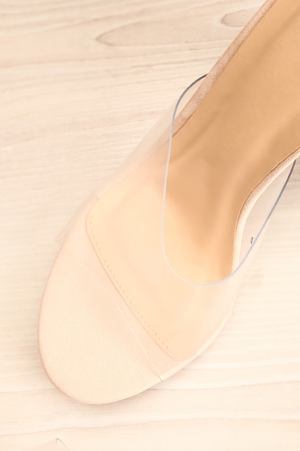 Brittany Rhinstone Clear Heeled Sandals | La Petite Garçonne flat close-up