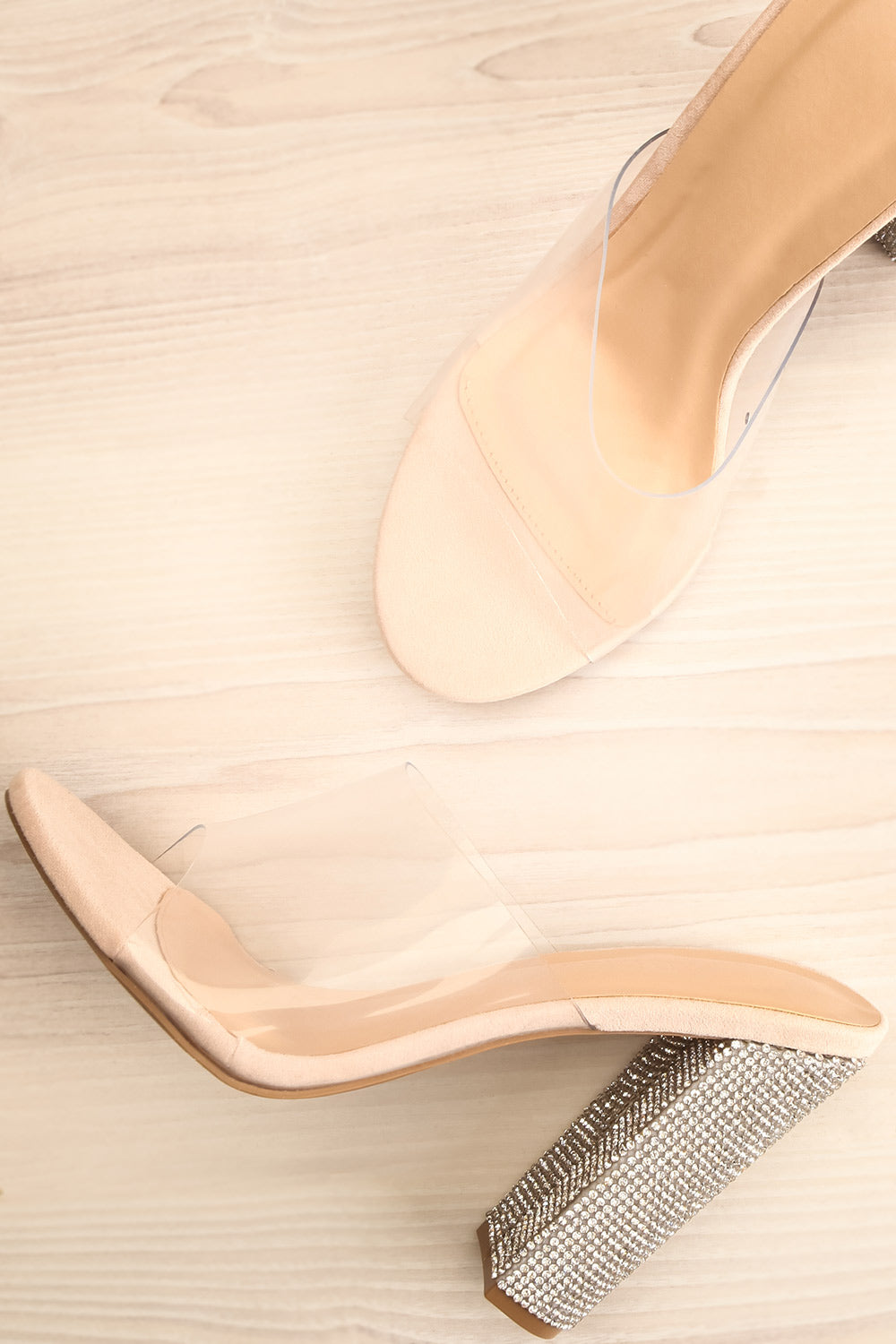 Brittany Rhinstone Clear Heeled Sandals | La Petite Garçonne flat view