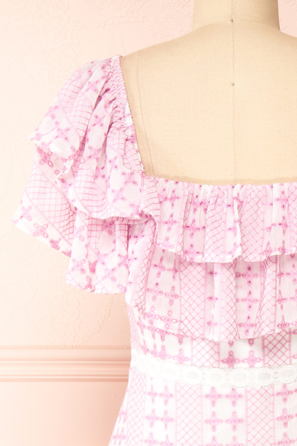 Brogae Ruffled Openwork Midi Dress | Boutique 1861 back close-up