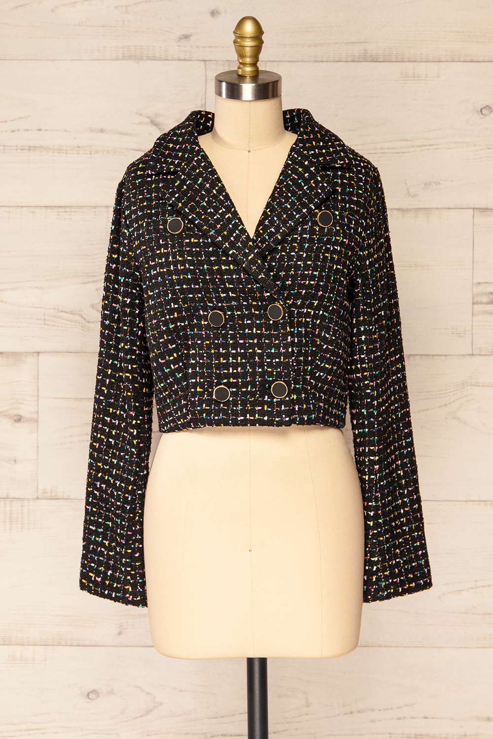 Bruges Black Cropped Tweed Blazer La petite garçonne