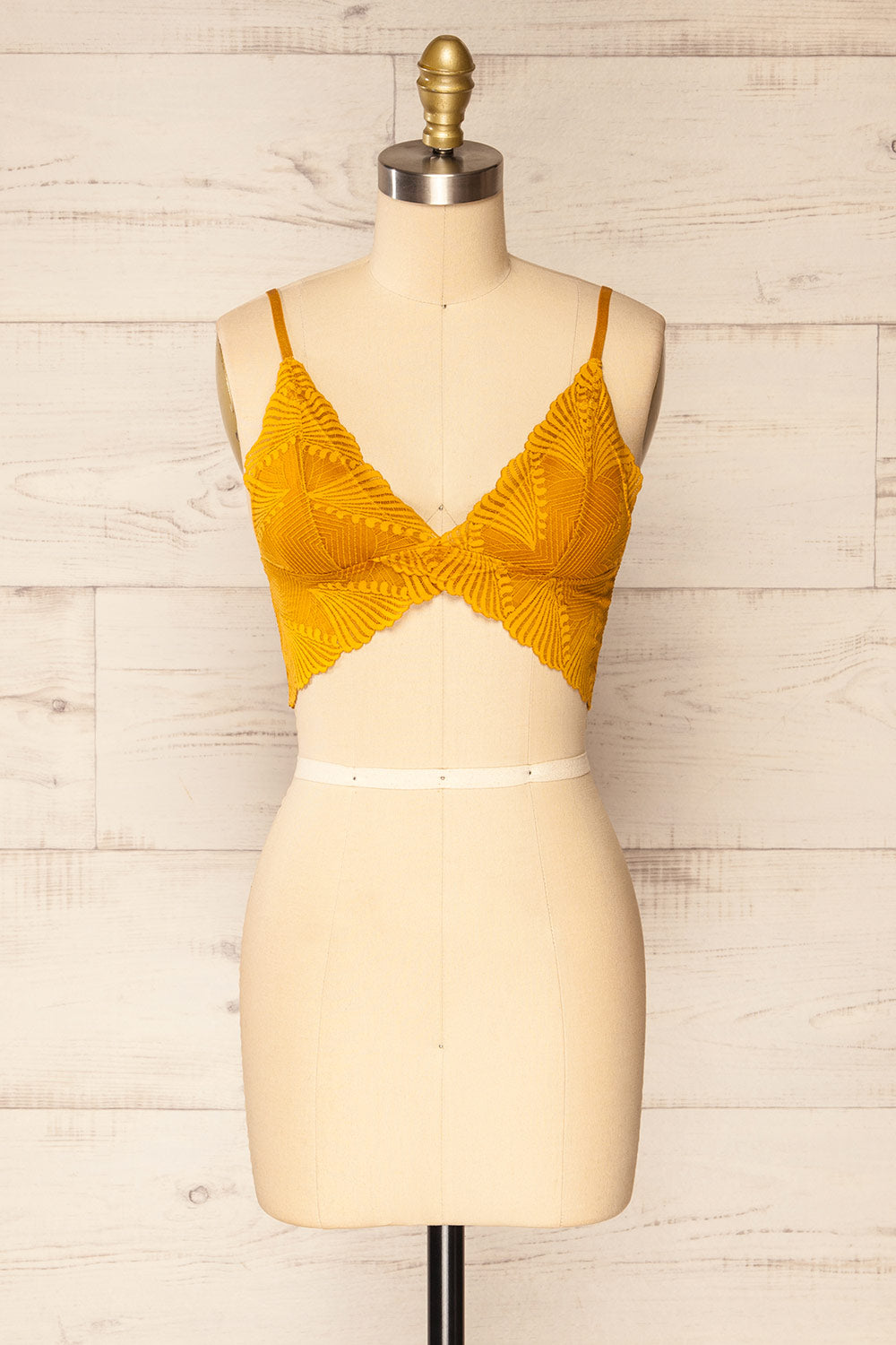 Butterflies Yellow Lace Bralette | La petite garçonne front view