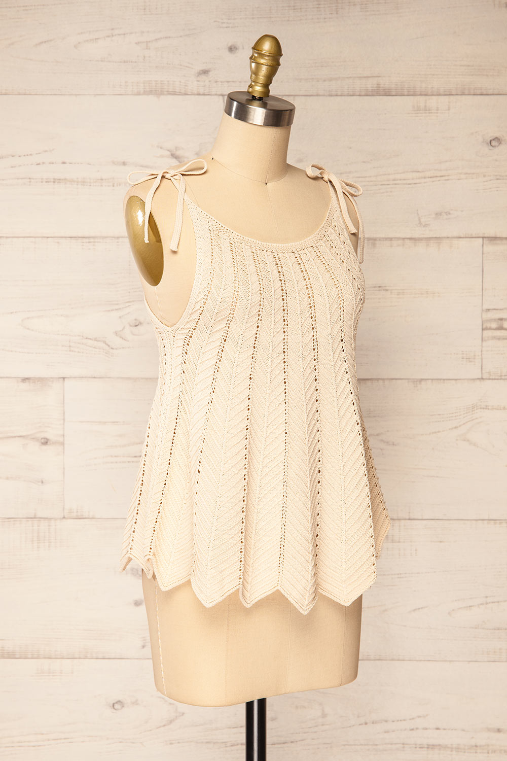 Byss Beige Crochet Tank Top | La petite garçonne side view