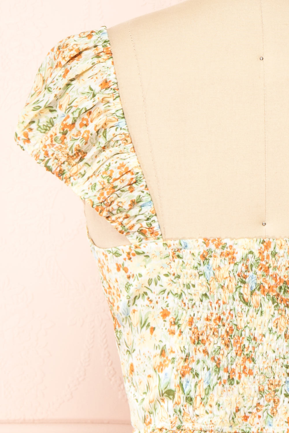 Cadie Cropped Floral Chiffon Top | Boutique 1861 back close-up