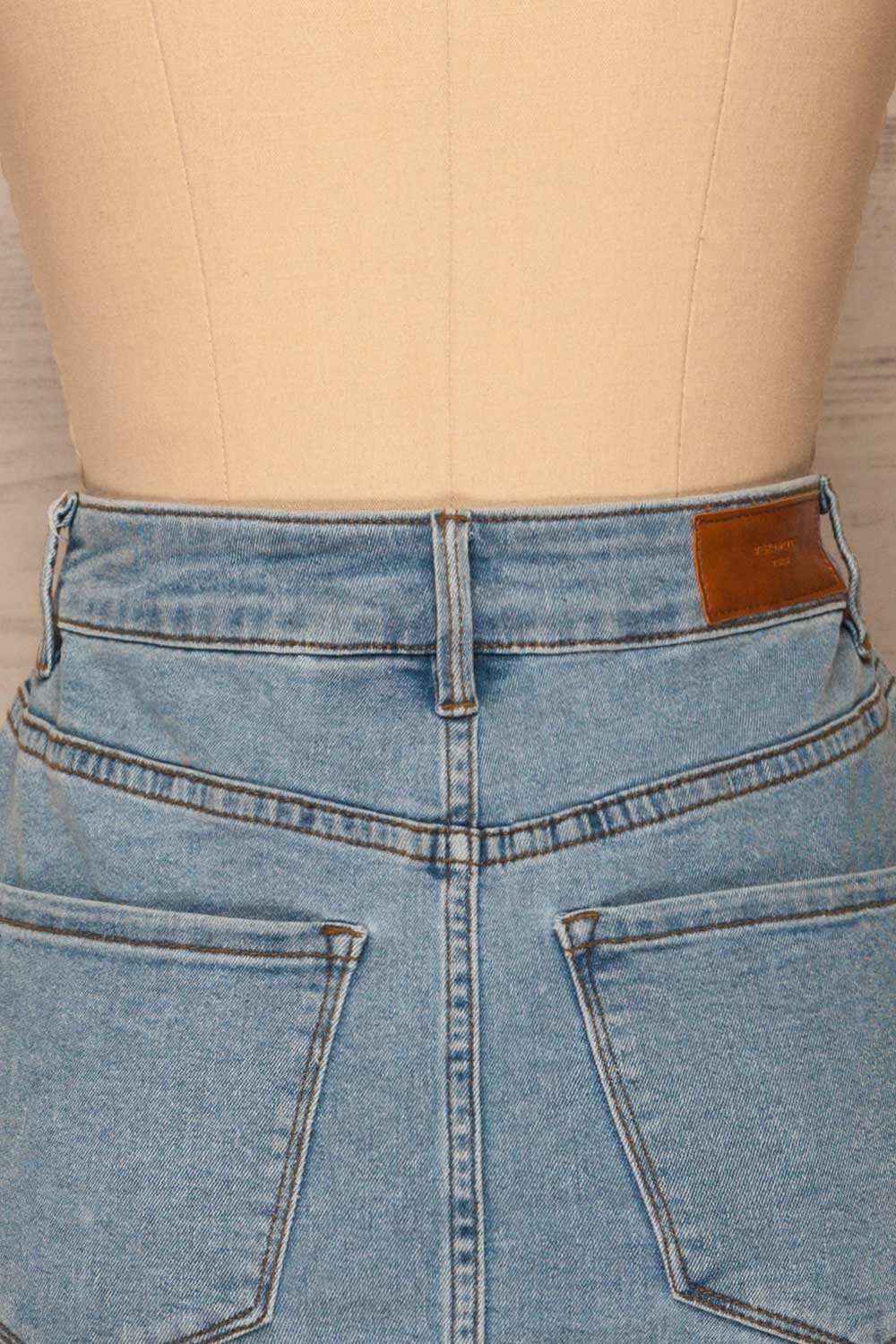 Cahul Sky Blue Denim Skirt | La petite garçonne back close-up
