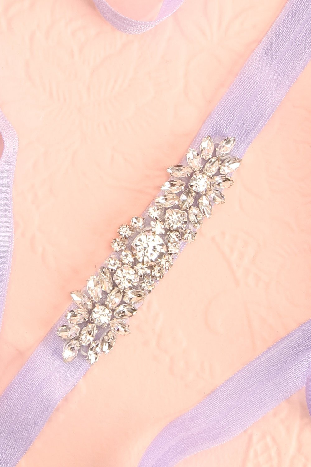 Calathéa Lilas Purple Ribbon Belt with Crystals | Boudoir 1861 4