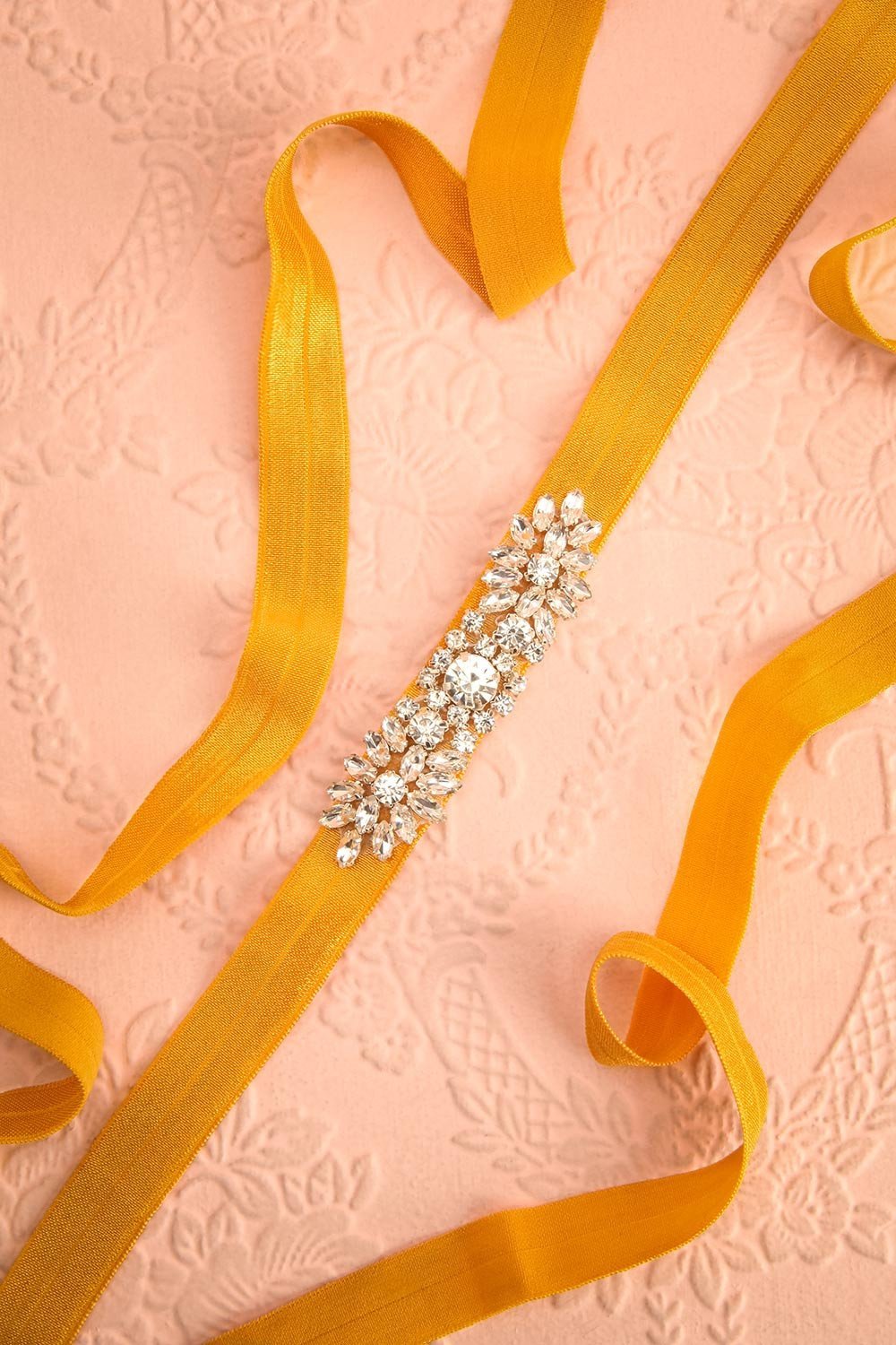 Calathéa Moutarde - Yellow belt with a crystal ornament 1