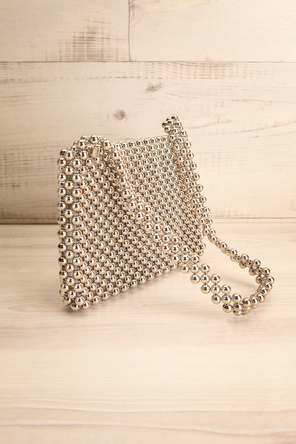 Calvas Silver Beaded Handbag side view | La Petite Garçonne