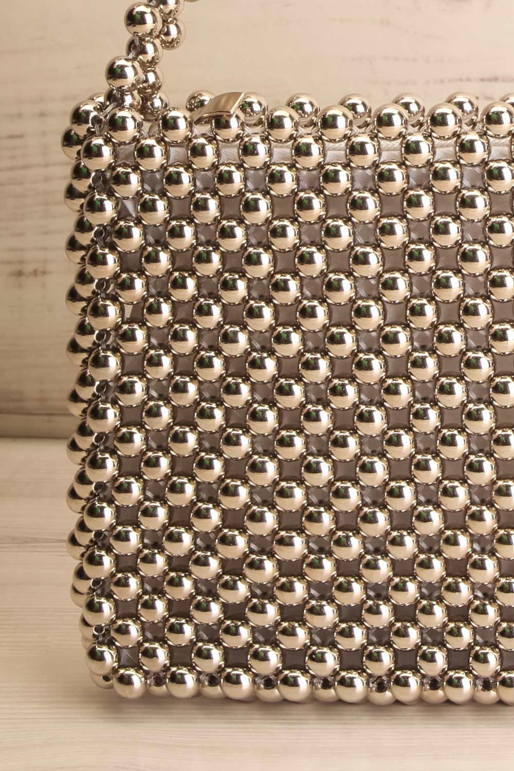 Calvas Silver Beaded Handbag front close-up | La Petite Garçonne