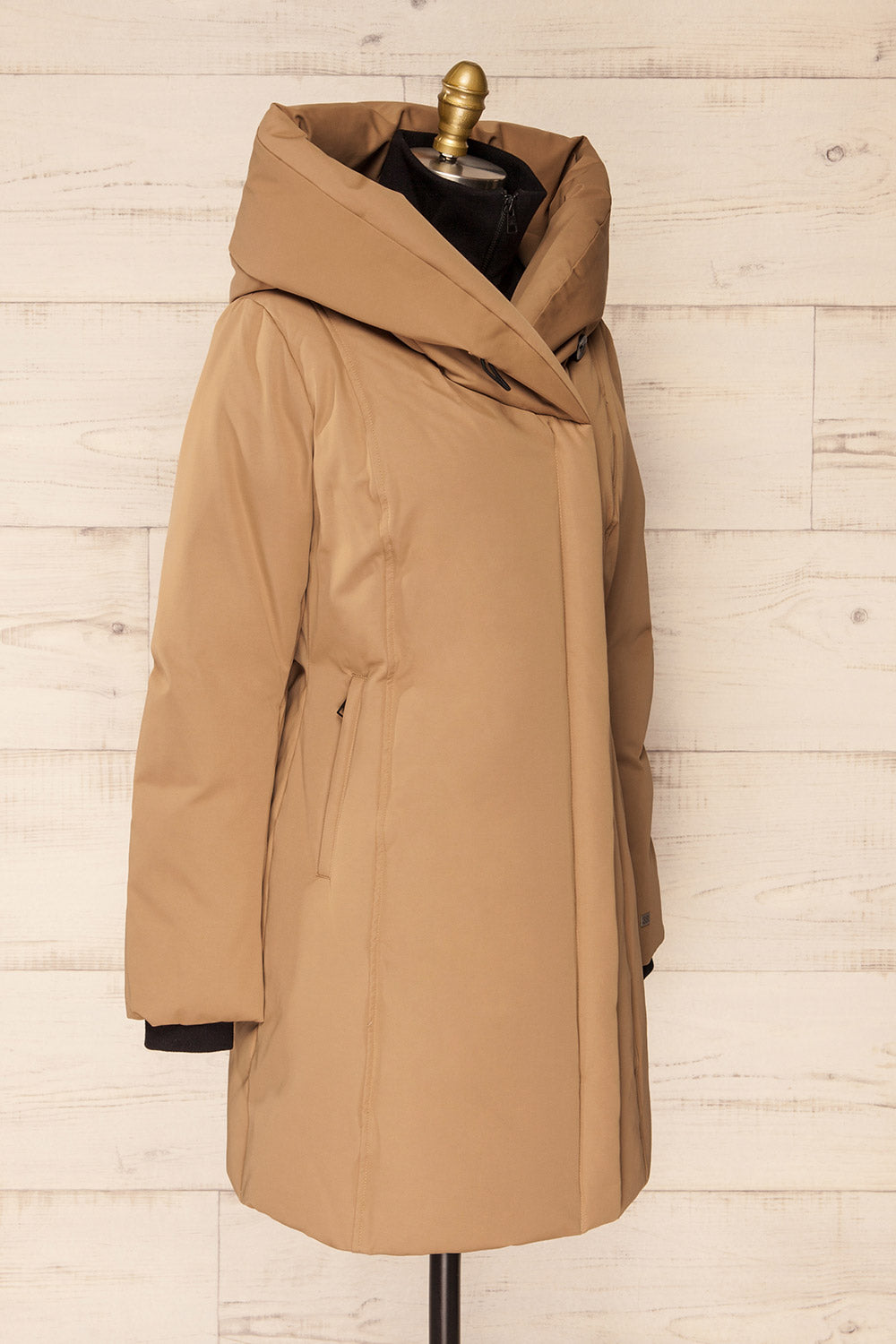 Camelia Beige Quilted Soia&Kyo Parka with Hood | La Petite Garçonne side view