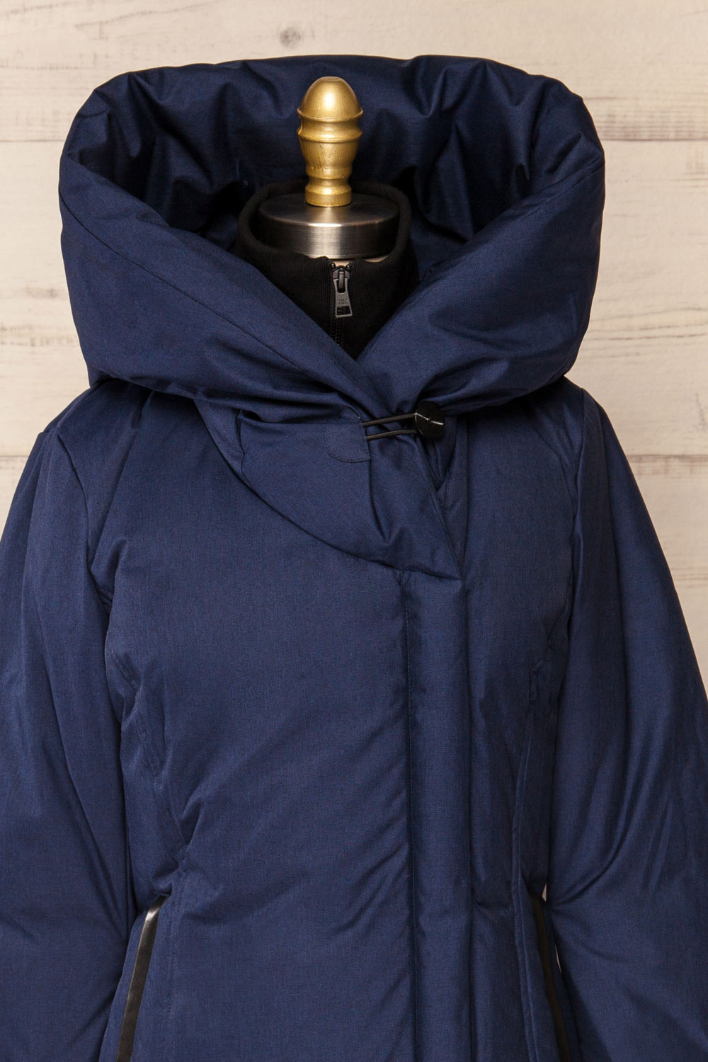 Camelia Navy Quilted Soia&Kyo Parka with Hood | La Petite Garçonne button