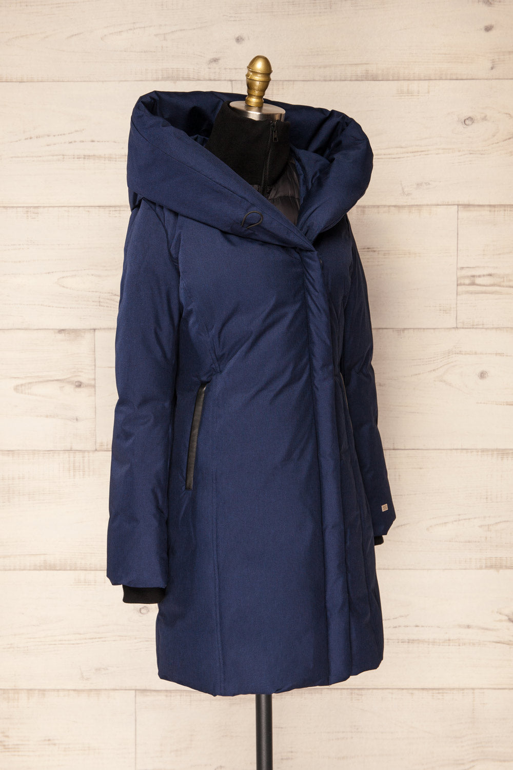 Camelia Navy Quilted Soia&Kyo Parka with Hood | La Petite Garçonne side view