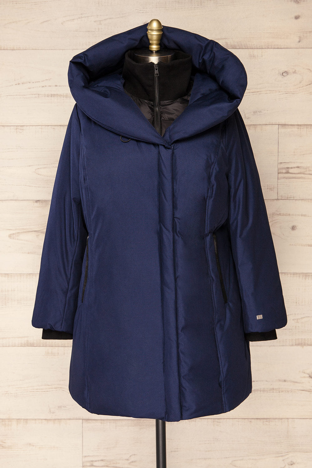 Camelia Navy Quilted Soia&Kyo Parka with Hood | La Petite Garçonne plus size front