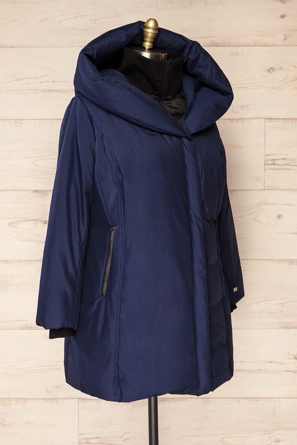Camelia Navy Quilted Soia&Kyo Parka with Hood | La Petite Garçonne plus size side