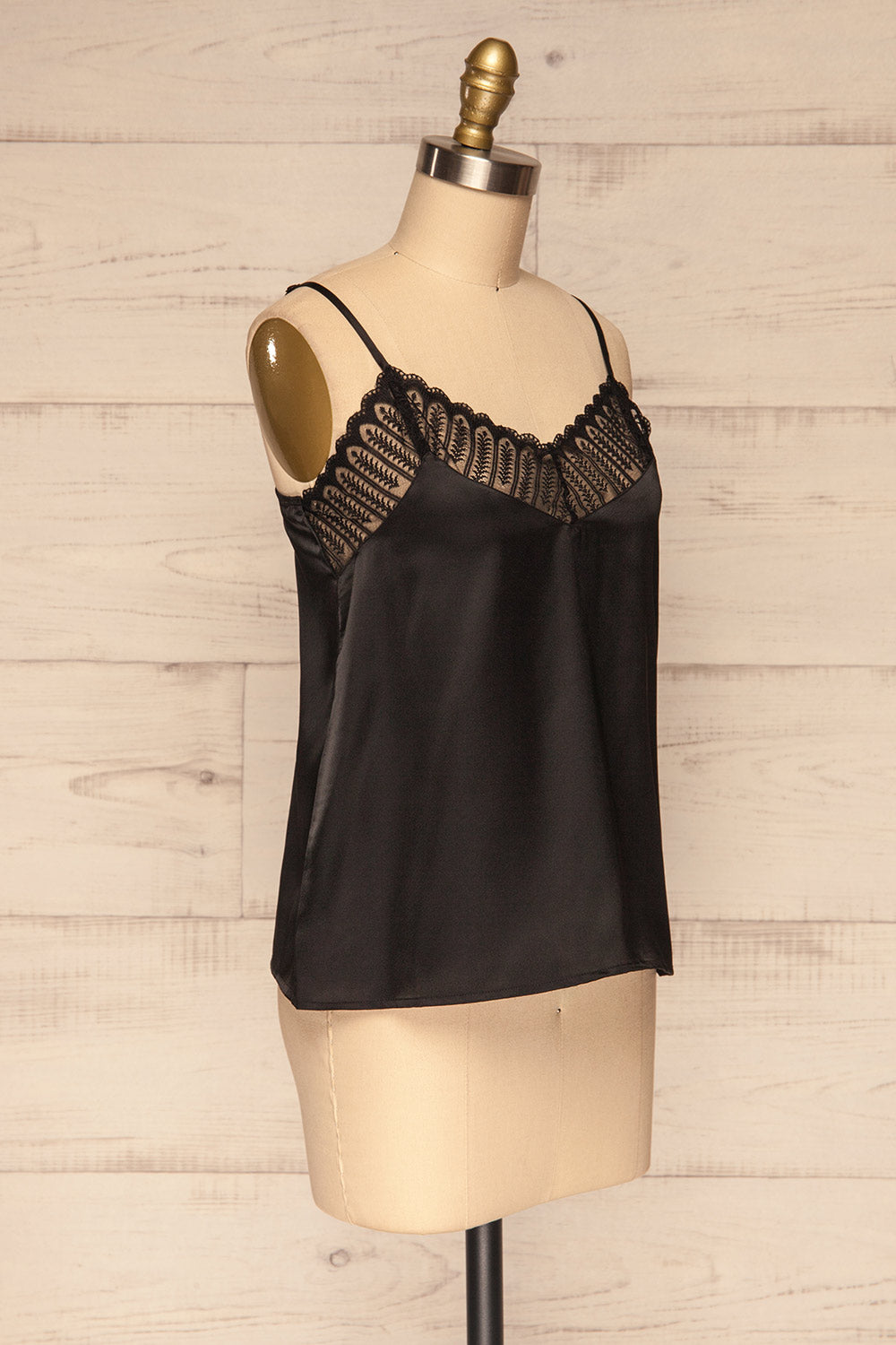 Camerino Black Silky & Lace Camisole | La Petite Garçonne side view