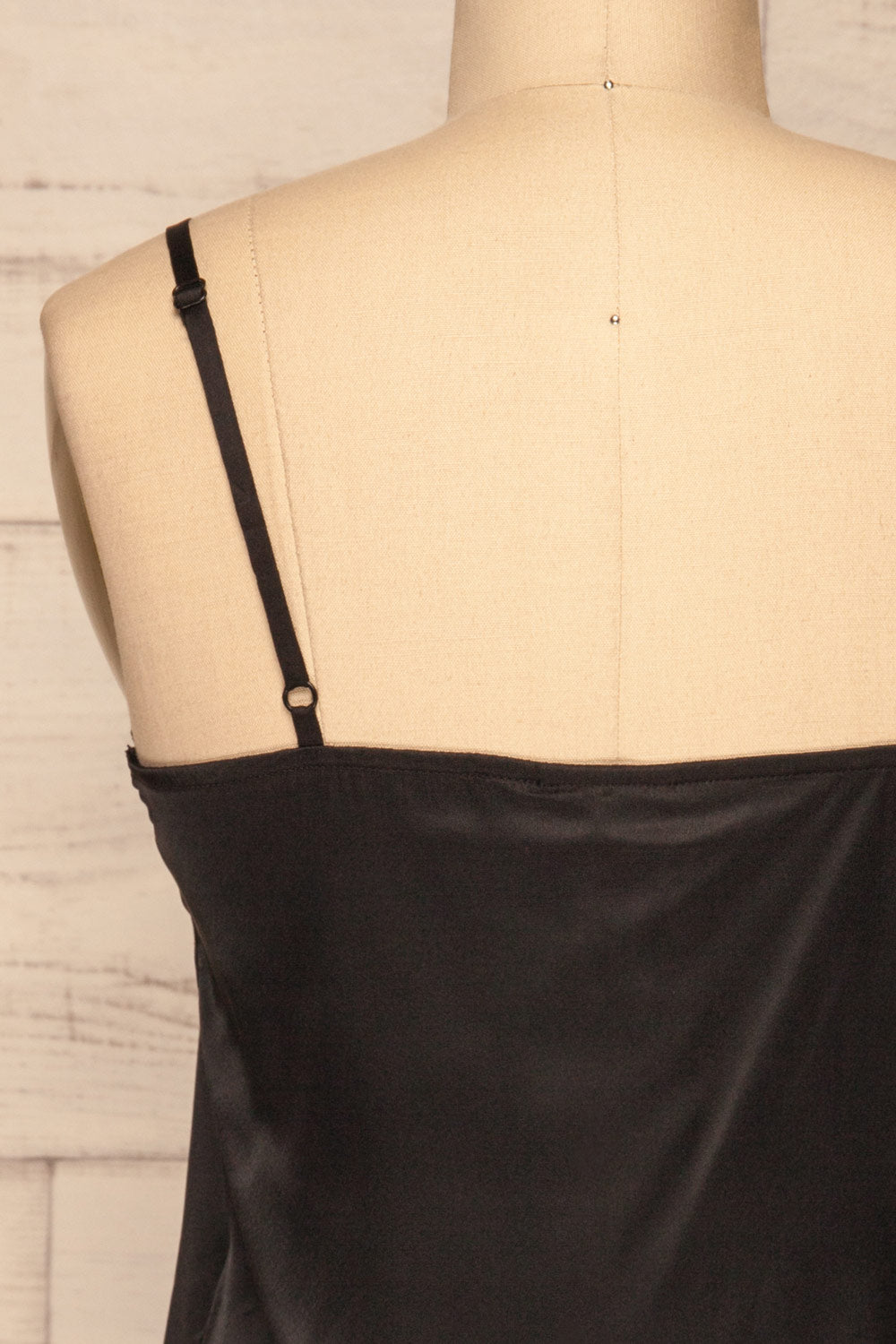 Camerino Black Silky & Lace Camisole | La Petite Garçonne back close-up