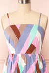 Cammy Multicolor Patterned Midi Dress | Boutique 1861  front close up