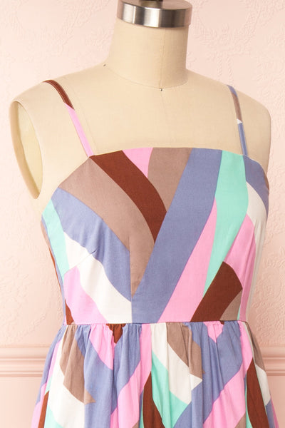 Cammy Multicolor Patterned Midi Dress | Boutique 1861 side close up