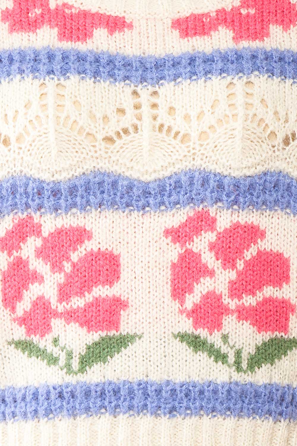 Canaries Rose Colourful Round Neck Knit Sweater | Boutique 1861 fabric