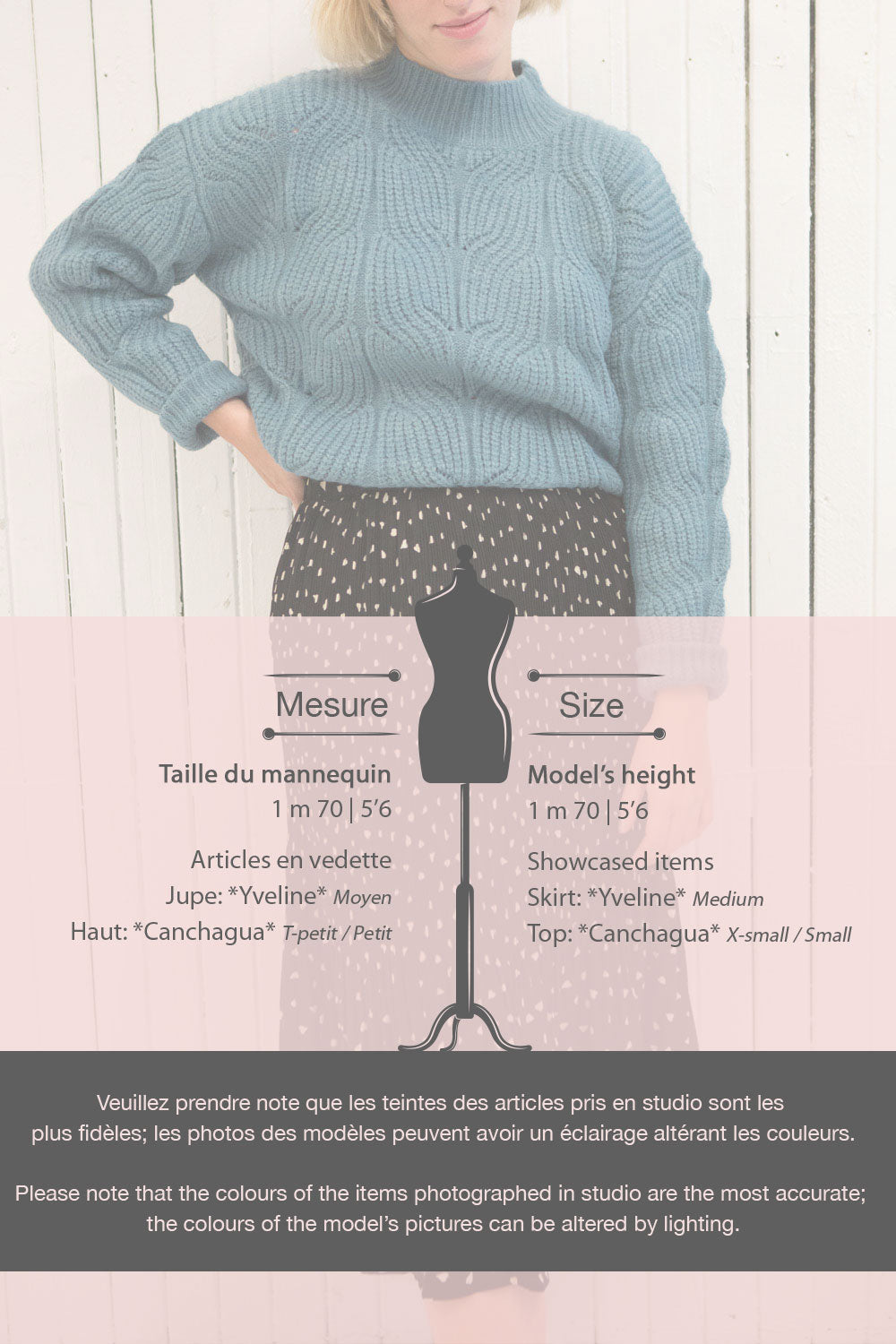 Canchagua Blue Mock Neck Knit Sweater | La petite garçonne size