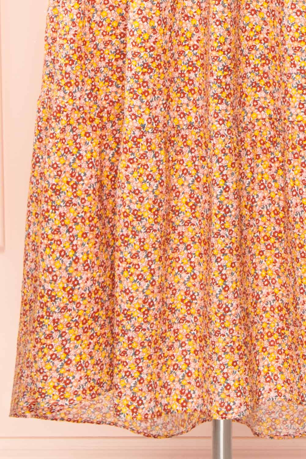 Candique Floral Midi Dress w/ Puffy Sleeves | Boutique 1861 bottom