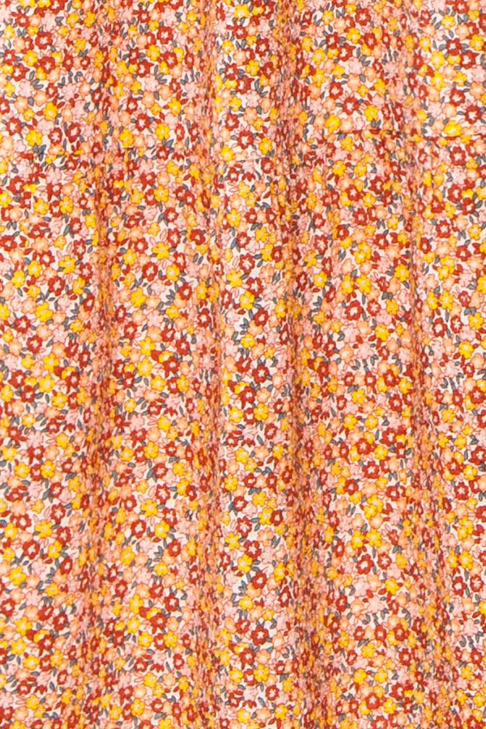 Candique Floral Midi Dress w/ Puffy Sleeves | Boutique 1861 fabric