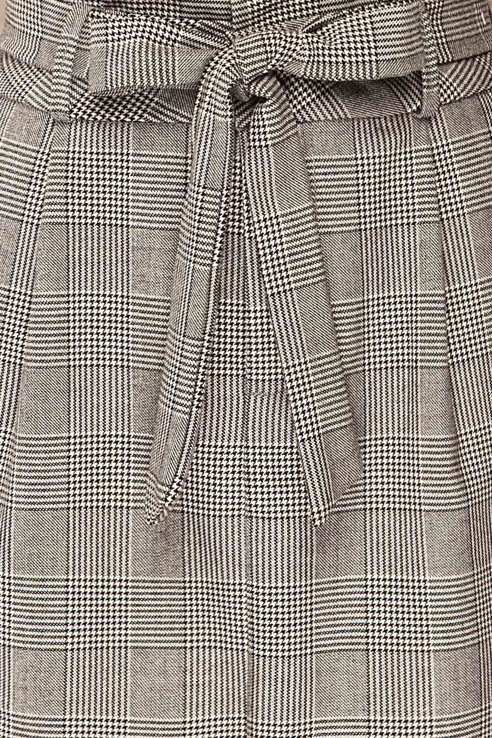 Cantagallo Grey Belted High-Waisted Plaid Skirt | La petite garçonne fabric