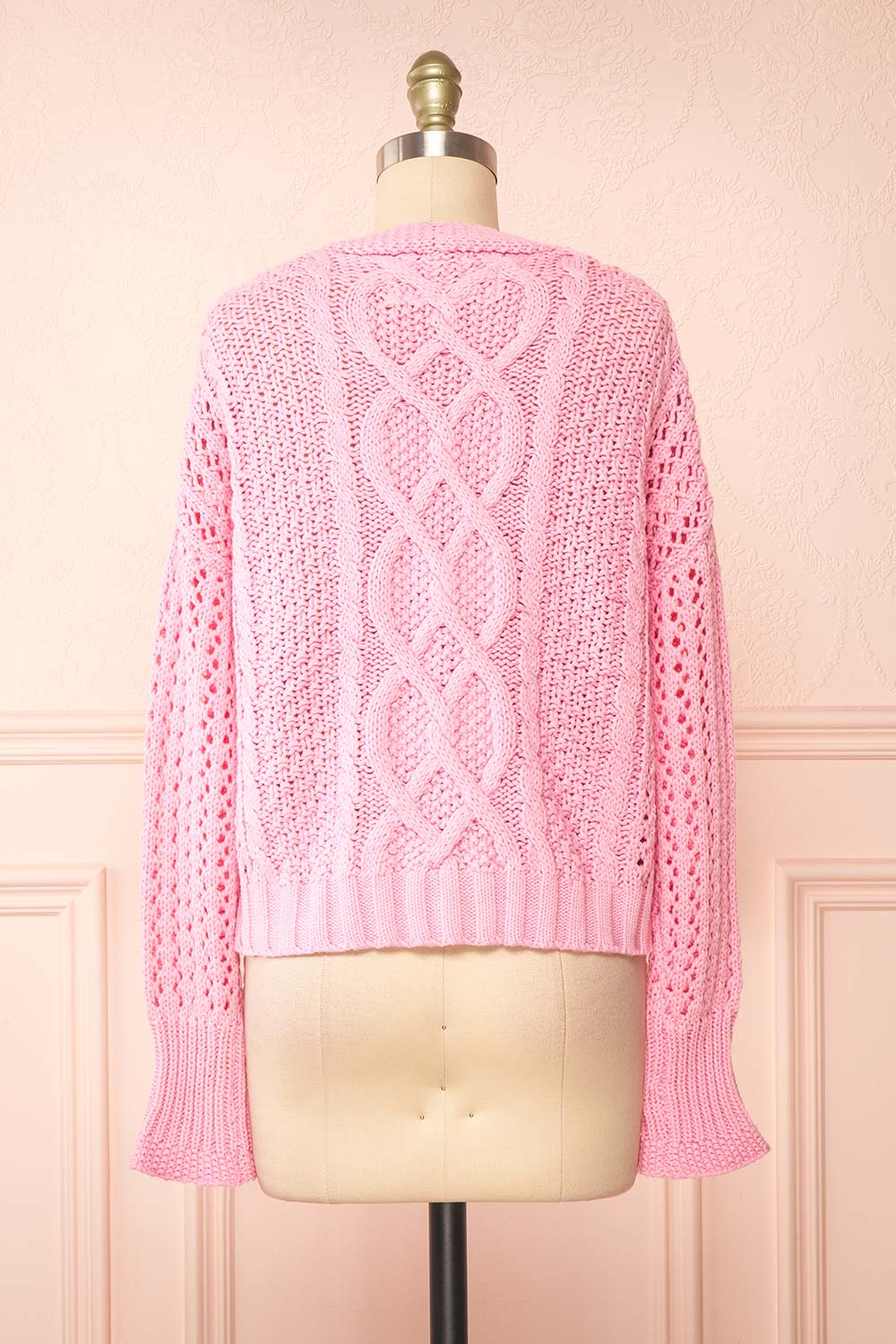 Carine Pink Knit Cardigan | Boutique 1861 back view