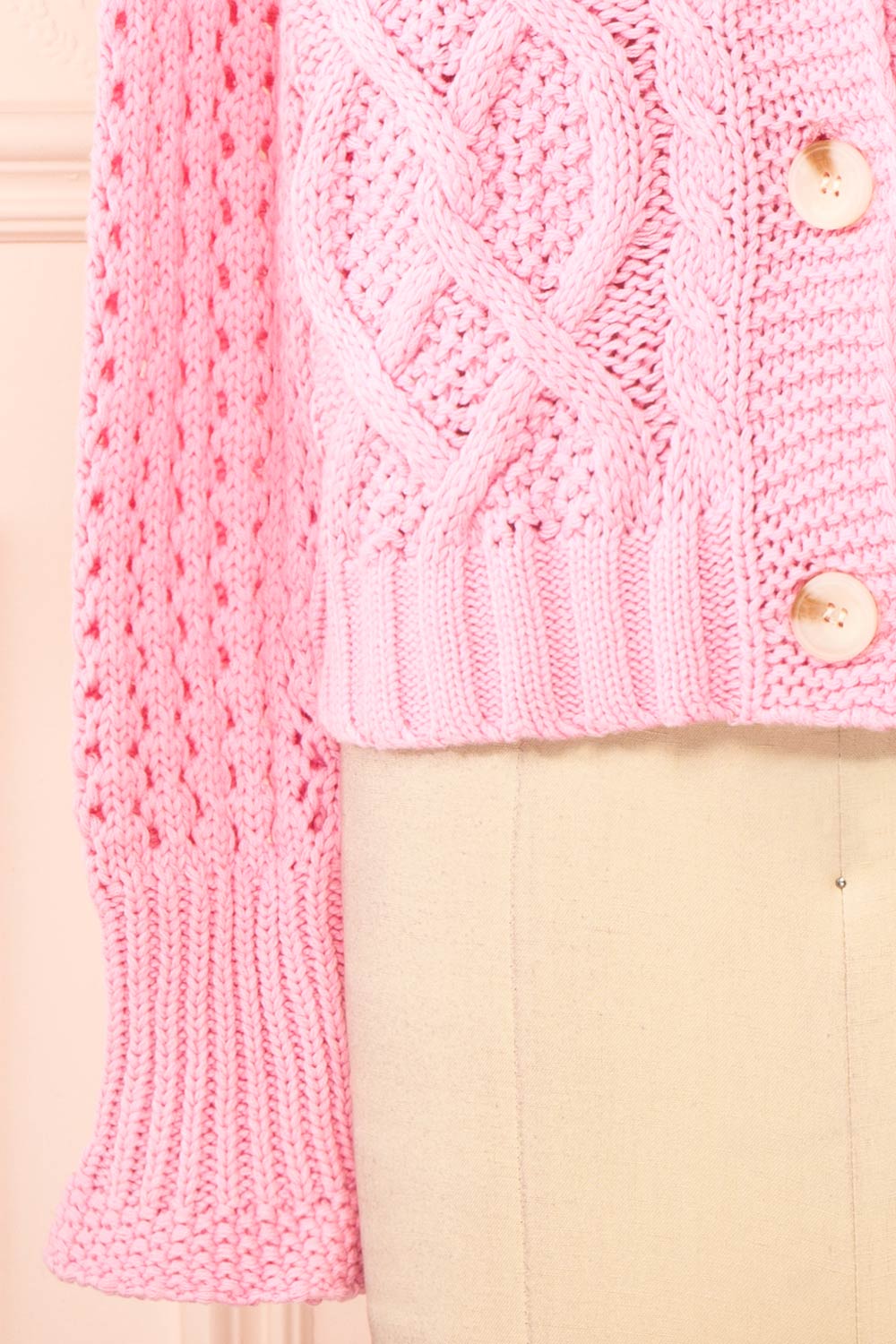 Carine Pink Knit Cardigan | Boutique 1861 sleeve
