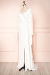 Carmelina White Silky V-Neck Maxi Bridal Dress | Boudoir 1861 side view