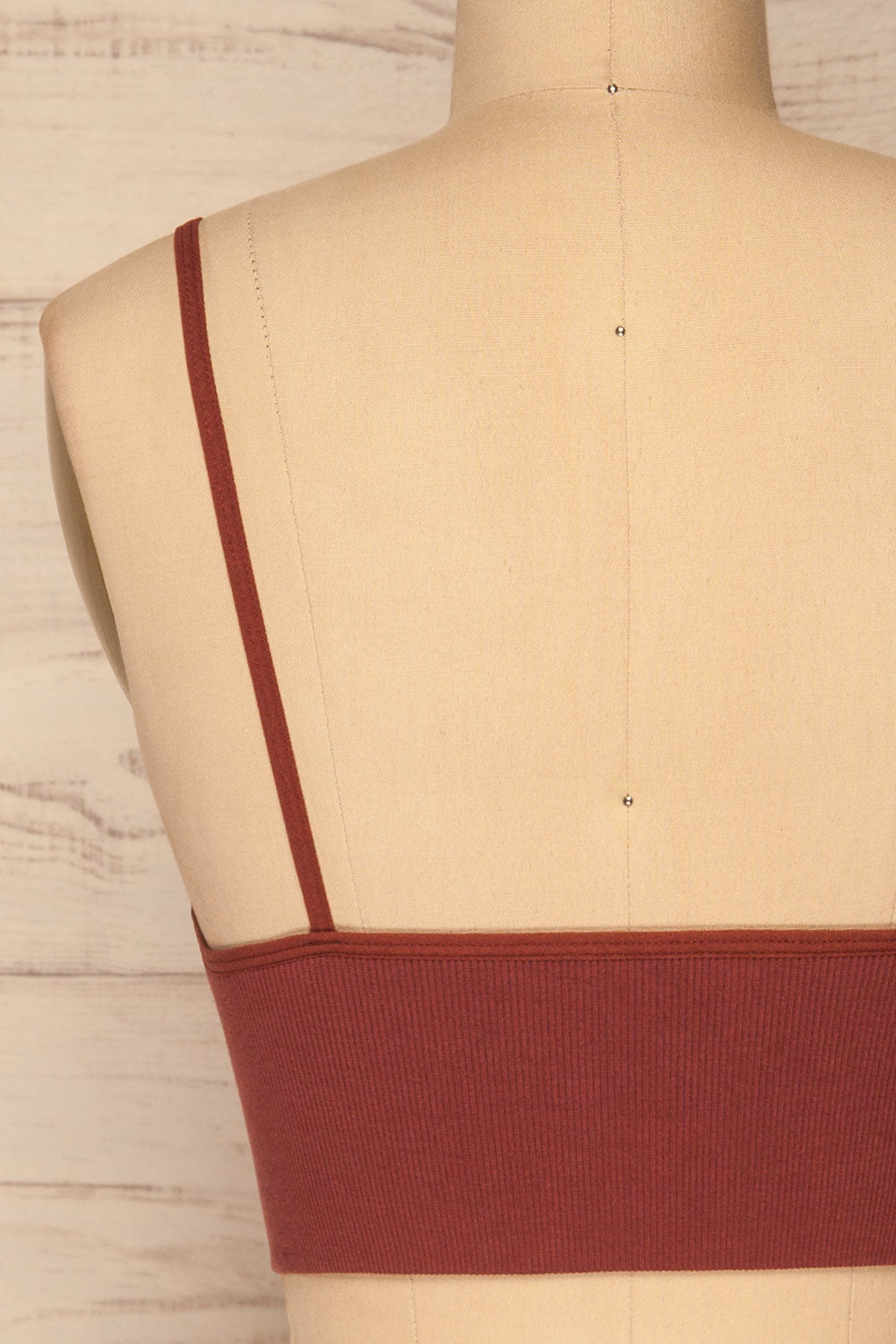 Carpi Burgundy Stretchable Bralette Crop Top | La petite garçonne back close-up
