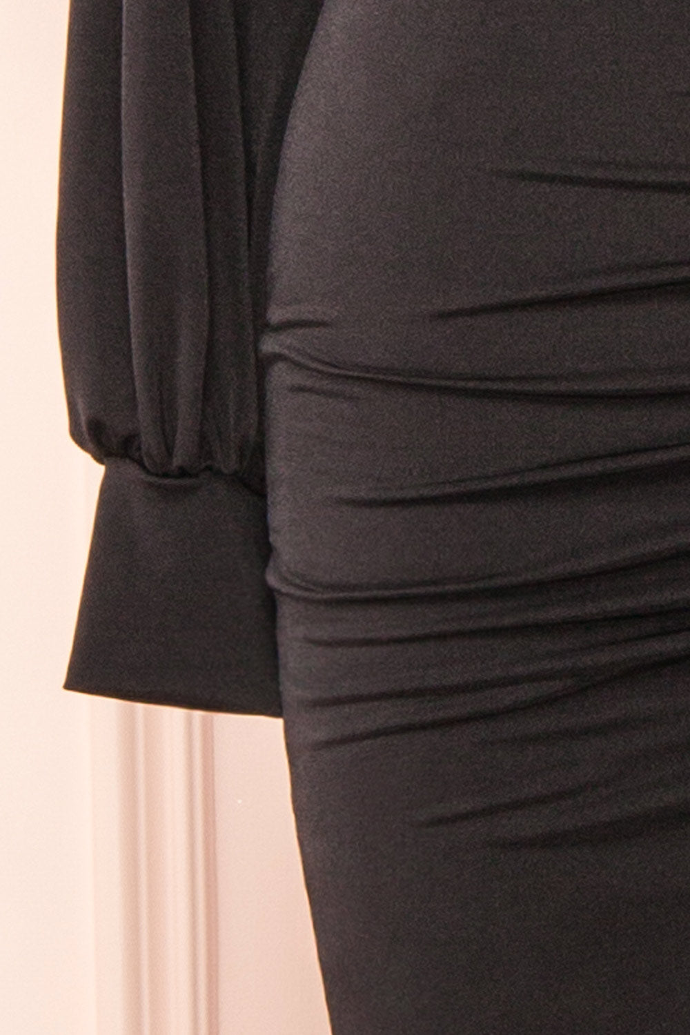 Cassidy Black Plunging Neckline Mermaid Maxi Dress | Boutique 1861 sleeve