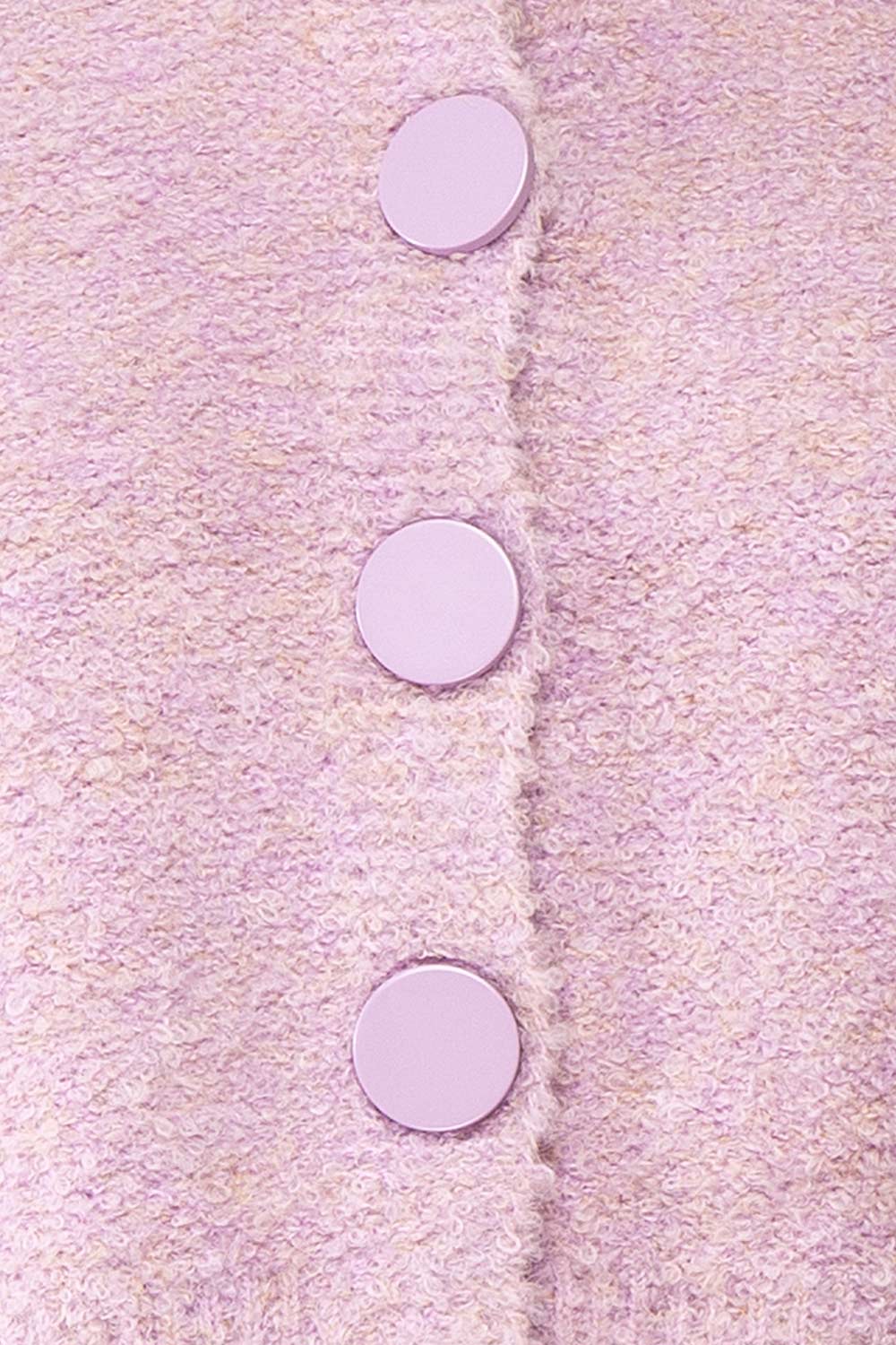 Cassy Lilac Bouclé Knit Cardigan w/ Buttons | Boutique 1861 fabric