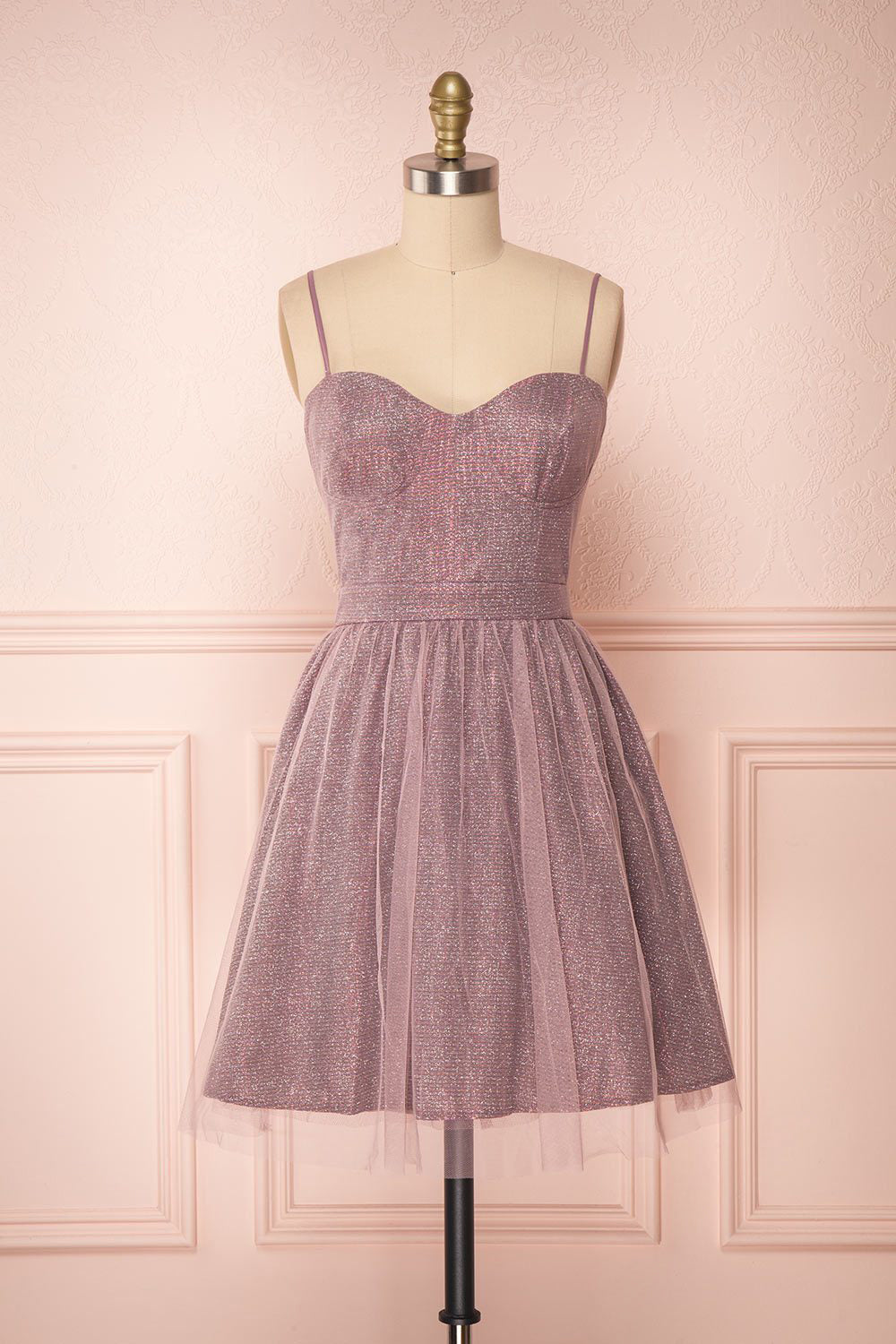 Castalie Lilac Glittery Tulle & Mesh Dress | Boutique 1861