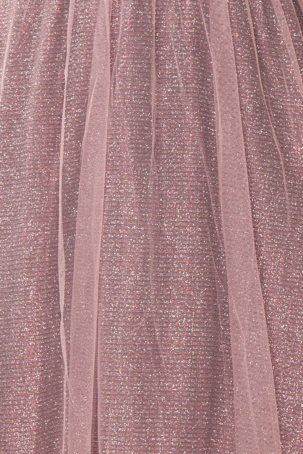 Castalie Lilac Glittery Tulle & Mesh A-Line Dress | Boutique 1861 fabric detail