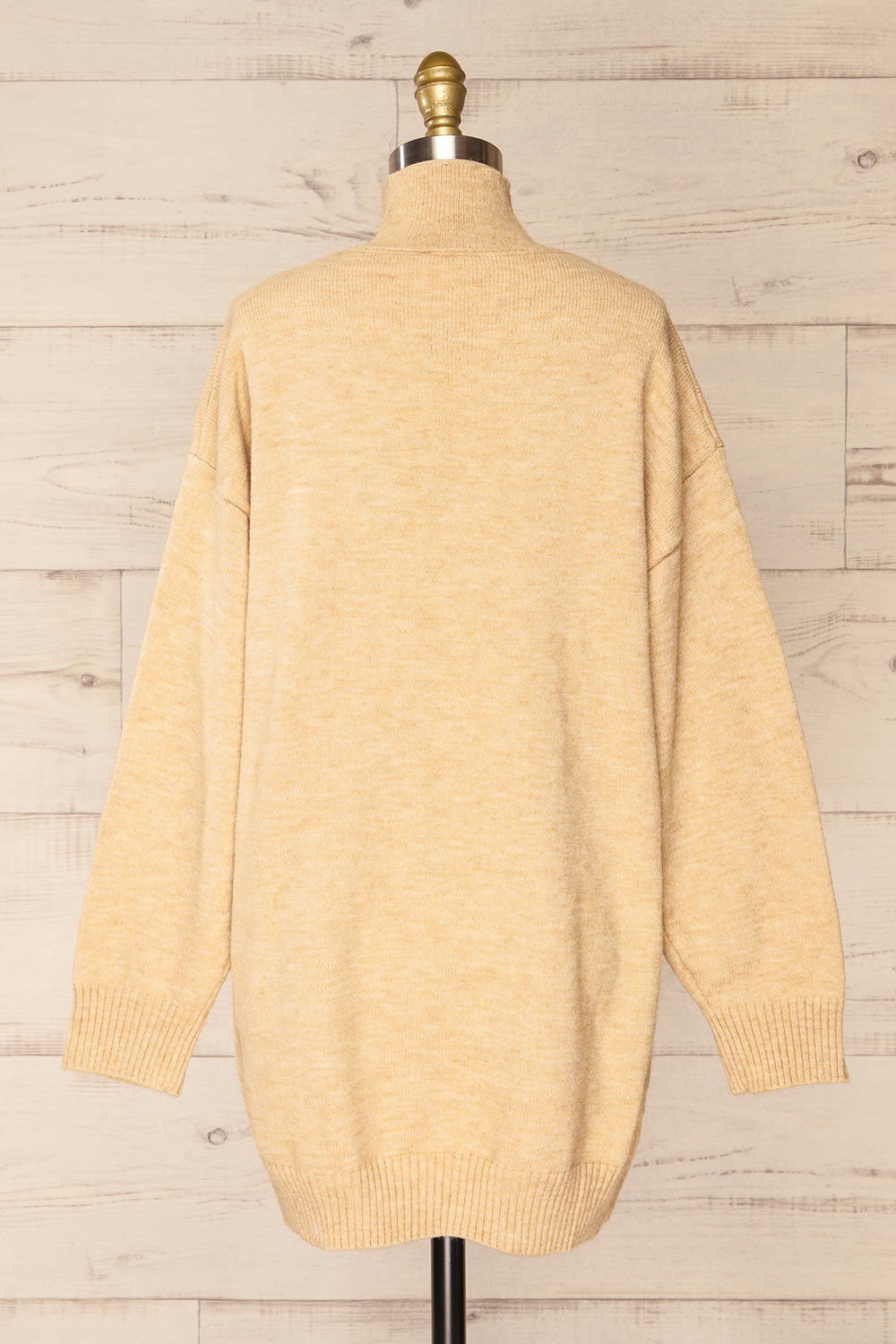 Castiglione Quarter-Zip Beige Knit Sweater | La petite garçonne back view