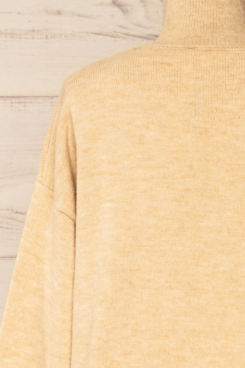 Castiglione Quarter-Zip Beige Knit Sweater | La petite garçonne back close-up