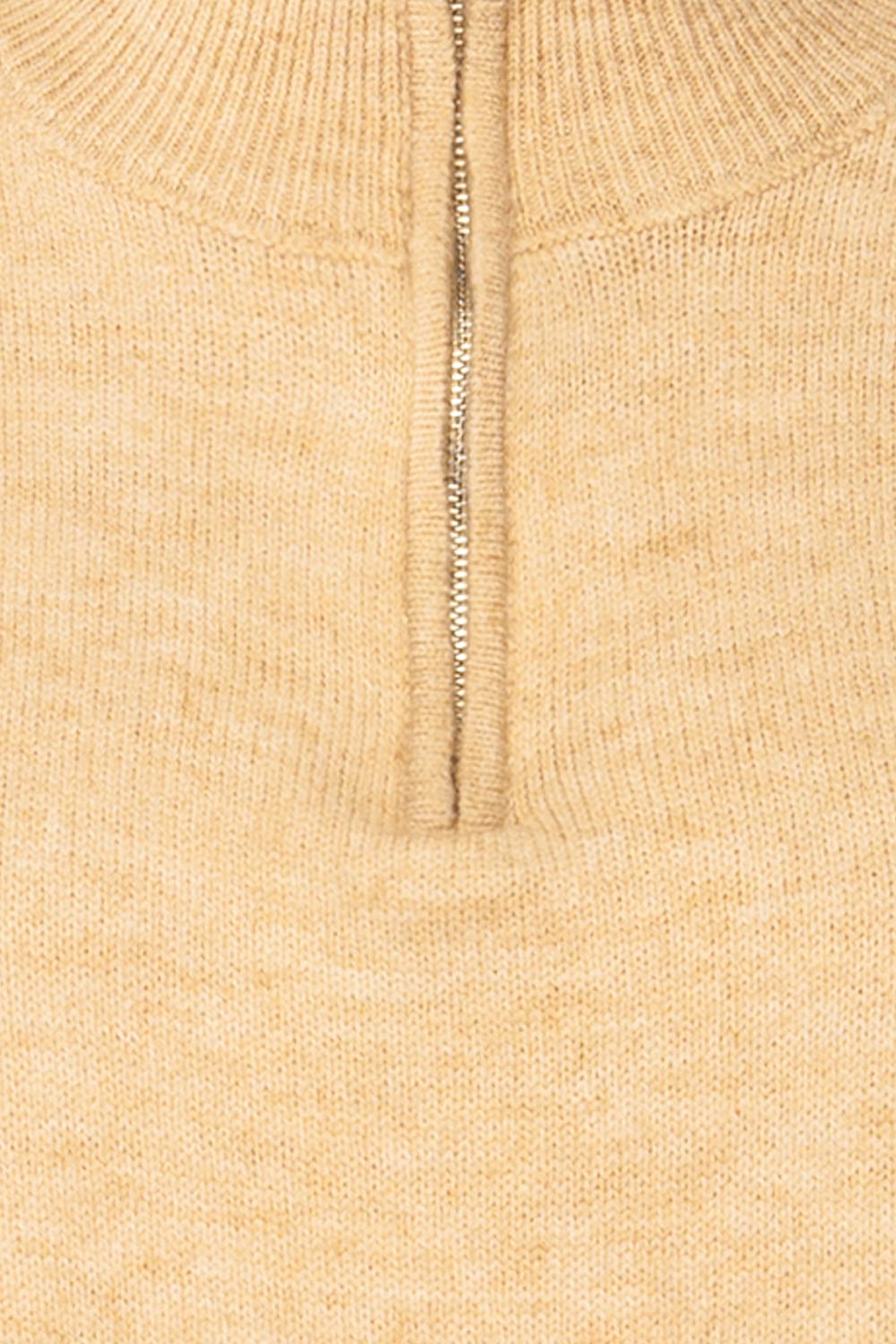 Castiglione Quarter-Zip Beige Knit Sweater | La petite garçonne fabric