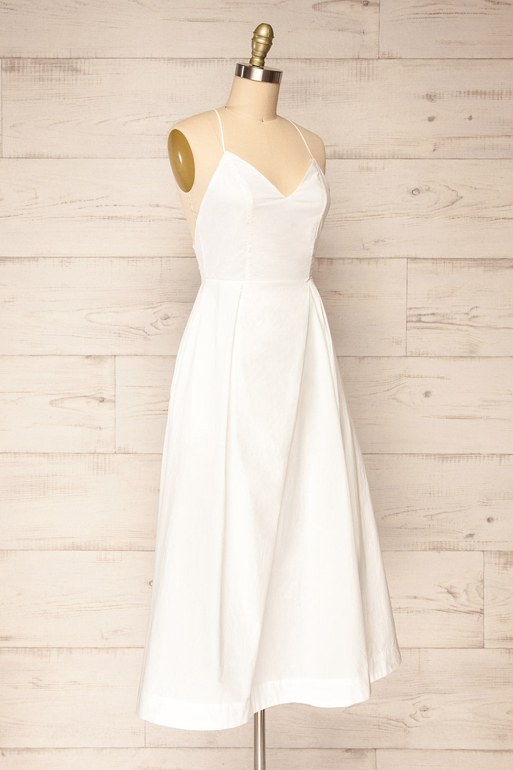 Cataguango White V-Neck Midi Dress | La petite garçonne side view