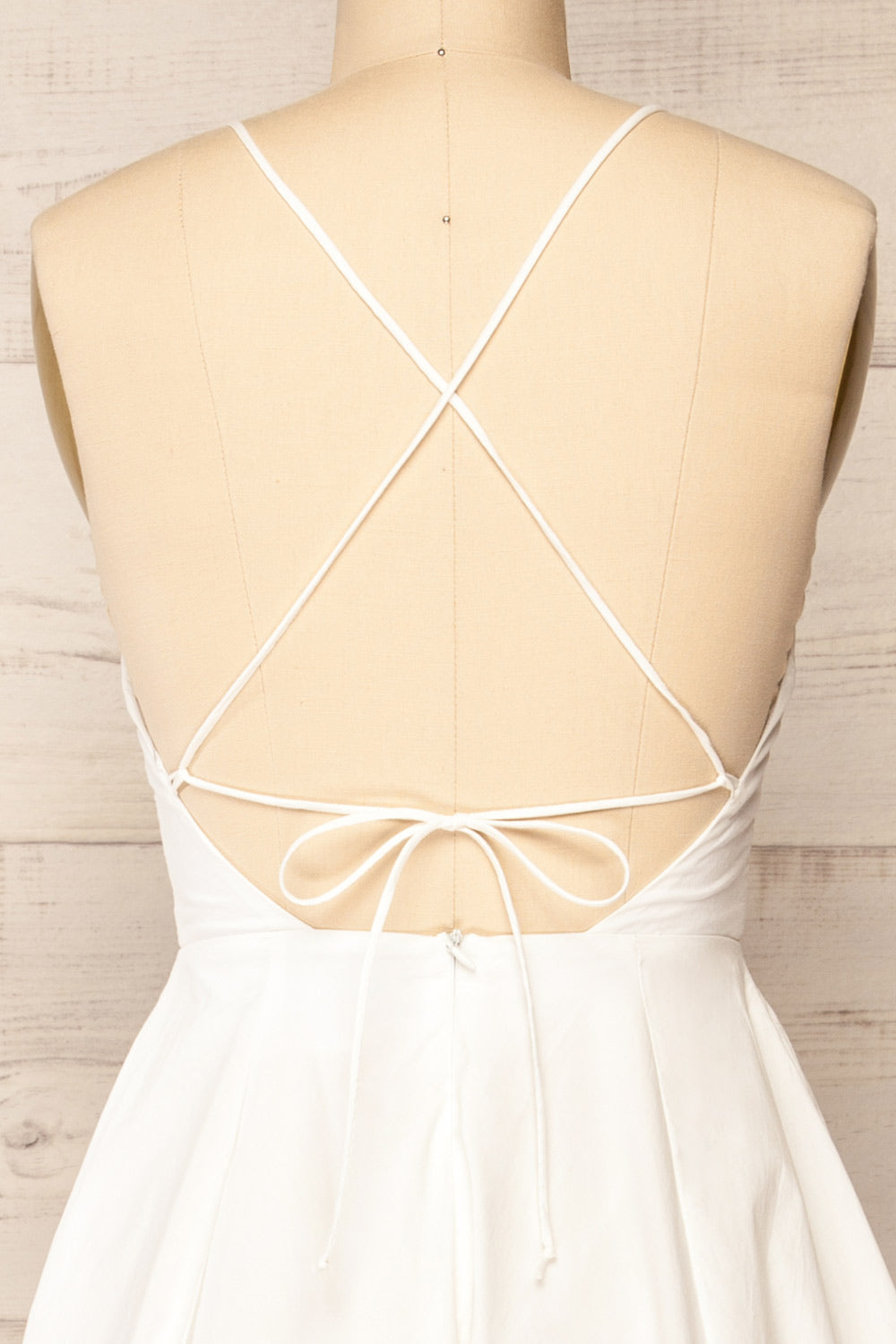 Cataguango White V-Neck Midi Dress | La petite garçonne back close-up