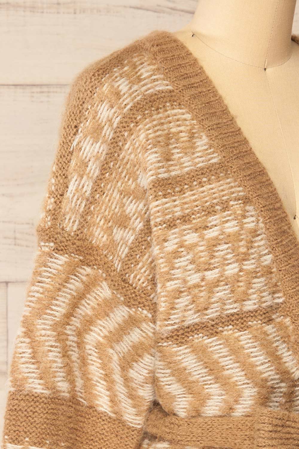 Catamayo Patterned Knit Cardigan w/ Belt | La petite garçonne side close-up