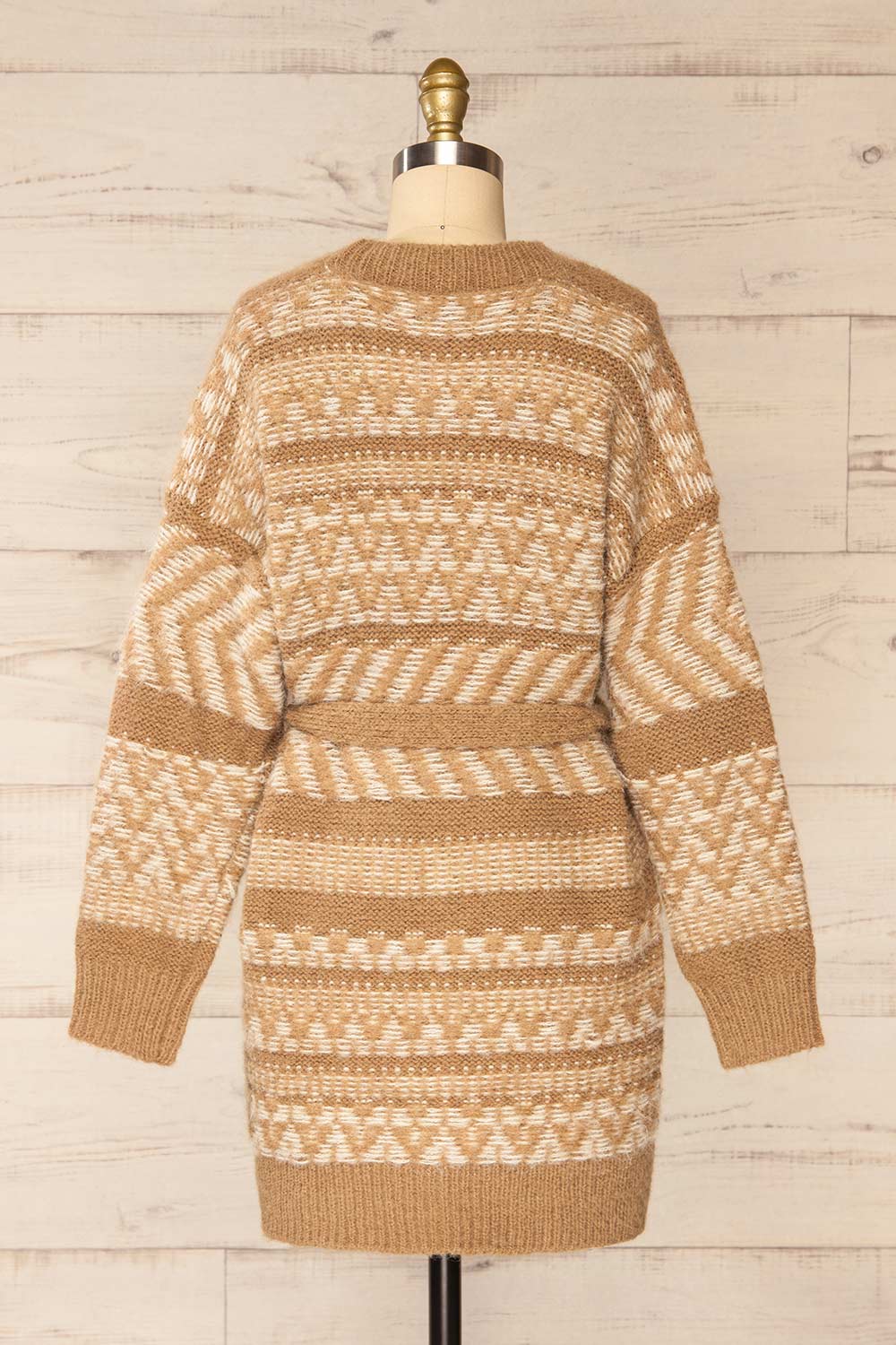 Catamayo Patterned Knit Cardigan w/ Belt | La petite garçonne back view