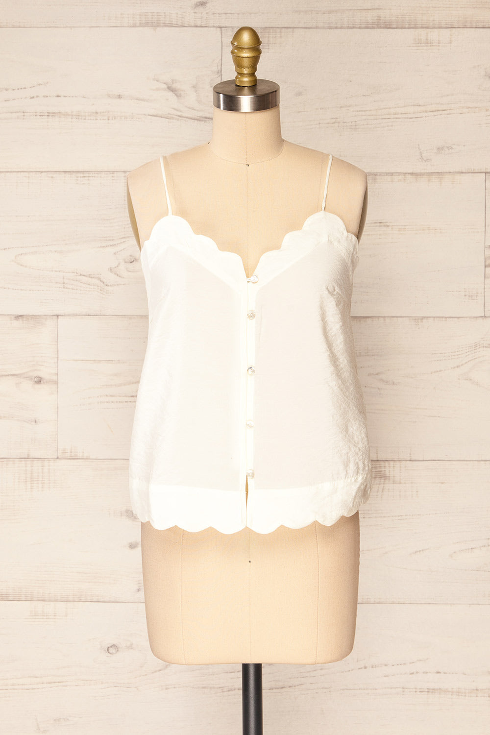 Catheline Ivory Cropped Button-Up Cami Top | La petite garçonne front view
