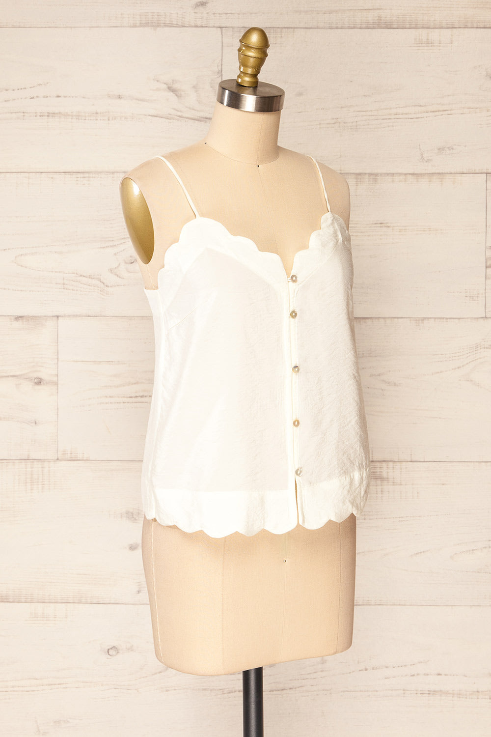 Catheline Ivory Cropped Button-Up Cami Top | La petite garçonne side view